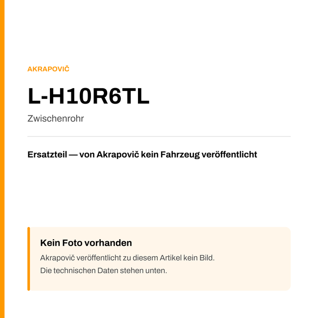 Akrapovic Zwischenrohr L-H10R6TL — Platzhalter, kein Herstellerfoto verfügbar