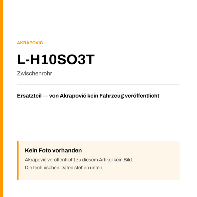Akrapovic Zwischenrohr L-H10SO3T — Platzhalter, kein Herstellerfoto verfügbar