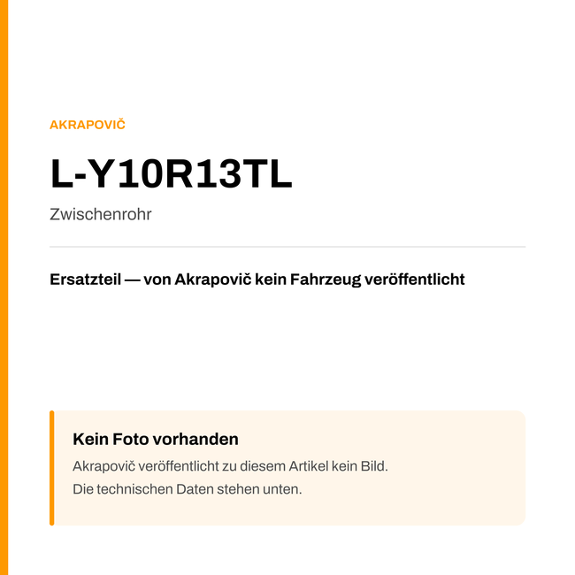 Akrapovic Zwischenrohr L-Y10R13TL — Platzhalter, kein Herstellerfoto verfügbar