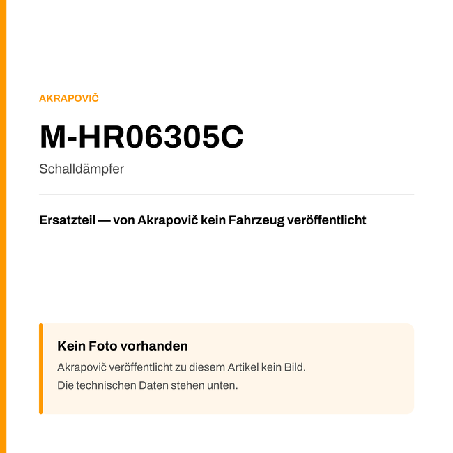 Akrapovic Schalldämpfer M-HR06305C — Platzhalter, kein Herstellerfoto verfügbar