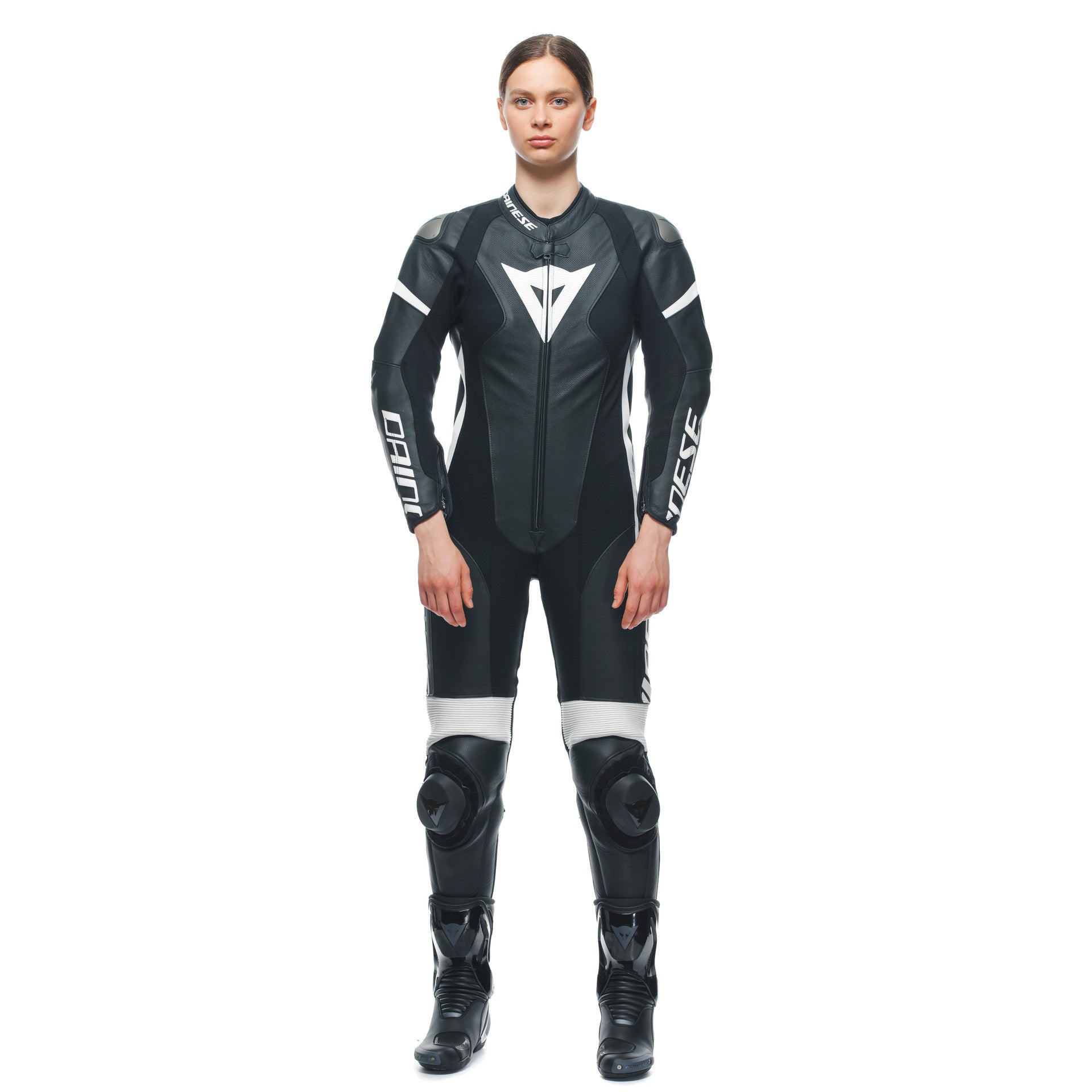 Dainese Grobnik Lady One -pecio Combinazione in pelle - tuta da corsa perforata | Donne | In bianco e nero