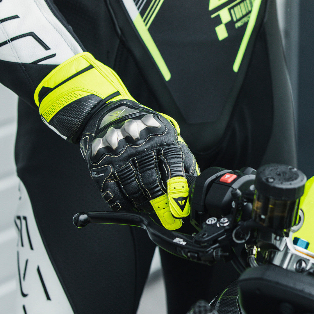 Dainese Full Metal 7 Racing Guanti in Pelle per Moto | Uomo | Giallo Neon/Nero 