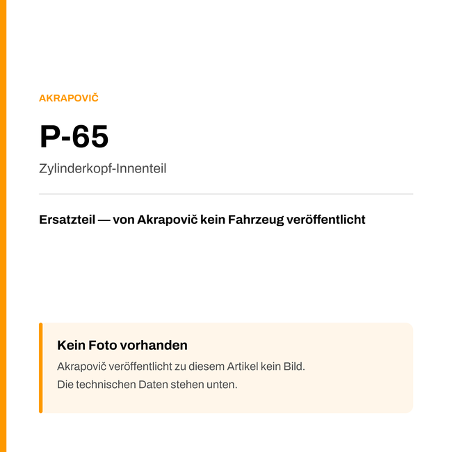 Akrapovic Zylinderkopf-Innenteil P-65 — Platzhalter, kein Herstellerfoto verfügbar