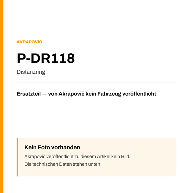Akrapovic Distanzring P-DR118 — Platzhalter, kein Herstellerfoto verfügbar