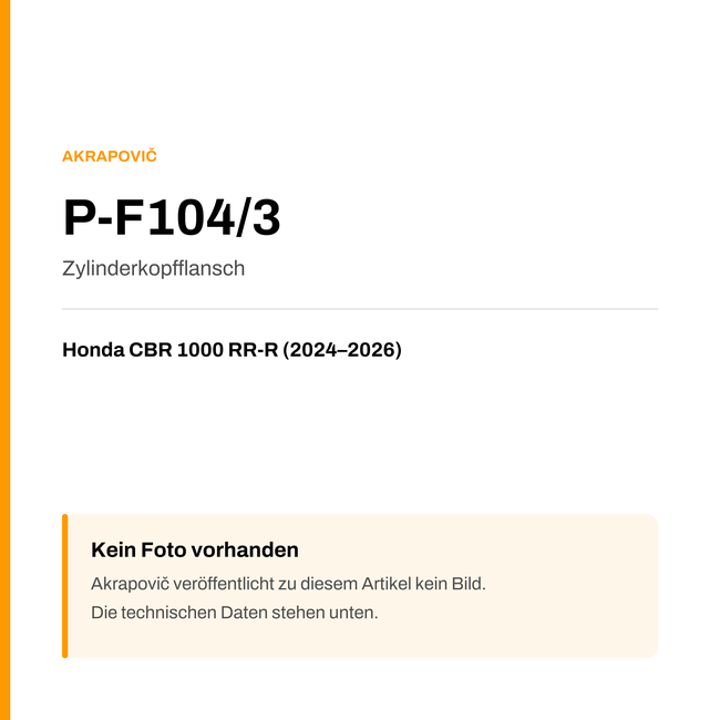 Akrapovic Zylinderkopfflansch Honda CBR 1000 RR-R (24-26) P-F104/3 — Platzhalter, kein Herstellerfoto verfügbar