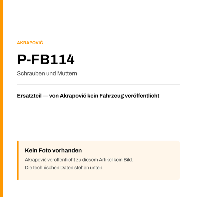 Akrapovic Schrauben und Muttern P-FB114 — Platzhalter, kein Herstellerfoto verfügbar