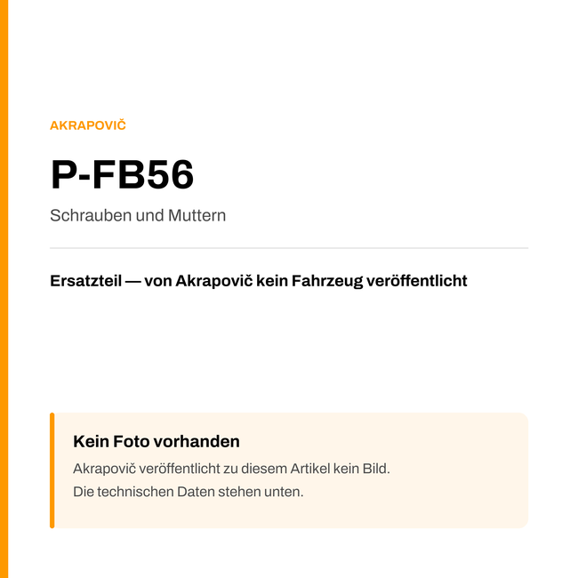 Akrapovic Schrauben und Muttern P-FB56 — Platzhalter, kein Herstellerfoto verfügbar