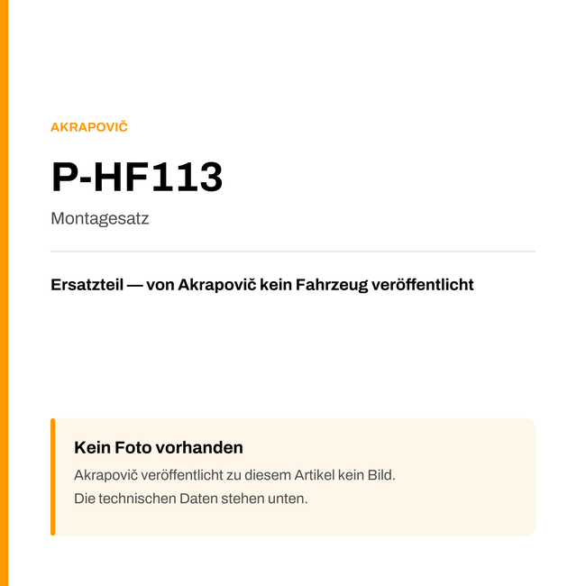 Akrapovic Montagesatz P-HF113 — Platzhalter, kein Herstellerfoto verfügbar