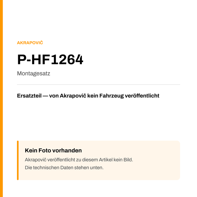 Akrapovic Montagesatz P-HF1264 — Platzhalter, kein Herstellerfoto verfügbar