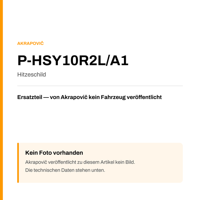 Akrapovic Hitzeschild P-HSY10R2L/A1 — Platzhalter, kein Herstellerfoto verfügbar