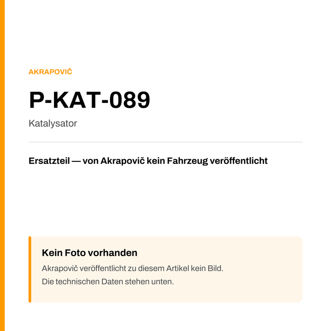 Akrapovic Katalysator P-KAT-089 — Platzhalter, kein Herstellerfoto verfügbar