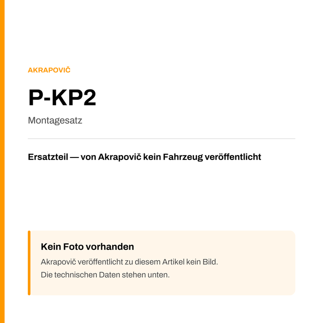 Akrapovic Montagesatz P-KP2 — Platzhalter, kein Herstellerfoto verfügbar