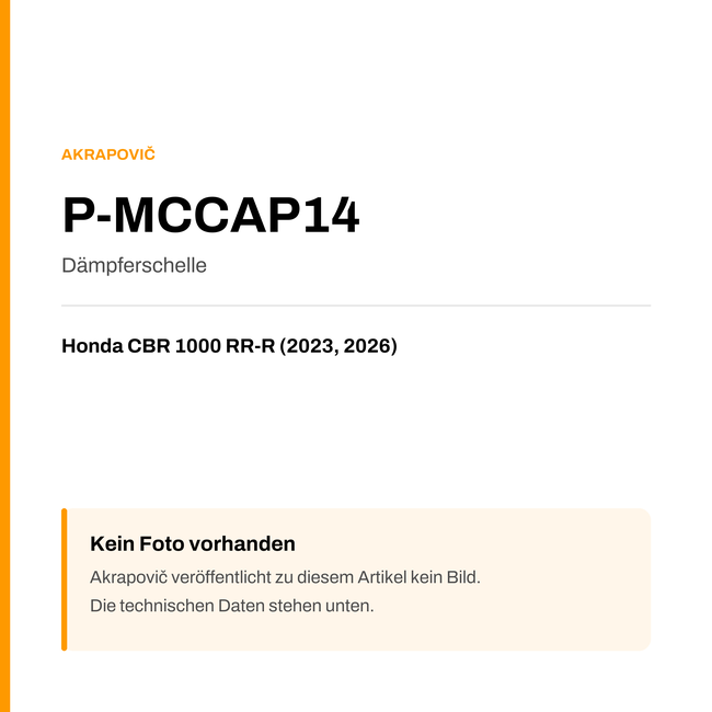 Akrapovic Dämpferschelle Honda CBR 1000 RR-R (23-26) P-MCCAP14 — Platzhalter, kein Herstellerfoto verfügbar