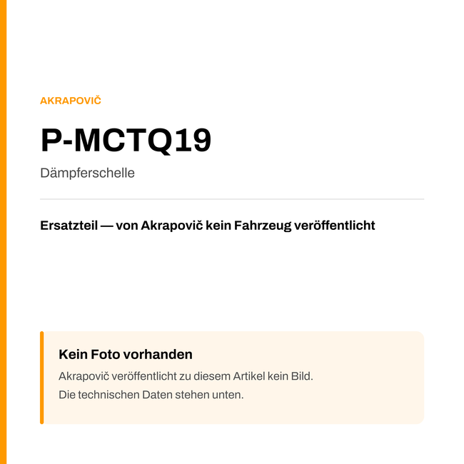 Akrapovic Dämpferschelle P-MCTQ19 — Platzhalter, kein Herstellerfoto verfügbar