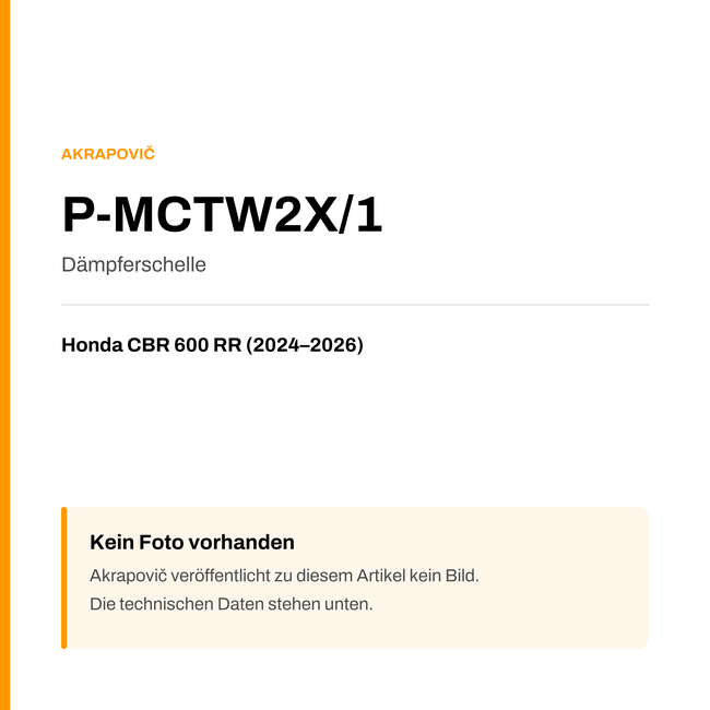 Akrapovic Dämpferschelle Honda CBR 600 RR (24-26) P-MCTW2X/1 — Platzhalter, kein Herstellerfoto verfügbar