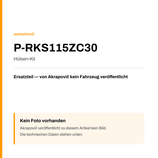 Akrapovic Hülsen-Kit P-RKS115ZC30 — Platzhalter, kein Herstellerfoto verfügbar