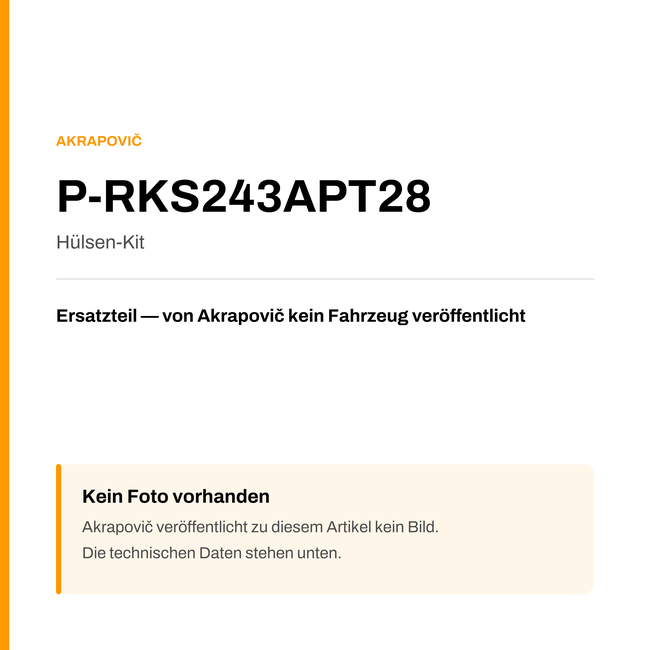 Akrapovic Hülsen-Kit P-RKS243APT28 — Platzhalter, kein Herstellerfoto verfügbar
