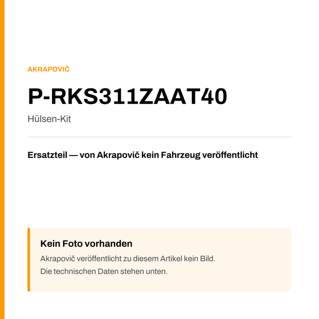 Akrapovic Hülsen-Kit P-RKS311ZAAT40 — Platzhalter, kein Herstellerfoto verfügbar