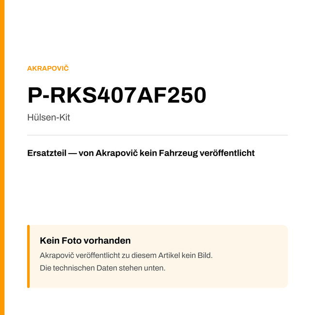 Akrapovic Hülsen-Kit P-RKS407AF250 — Platzhalter, kein Herstellerfoto verfügbar