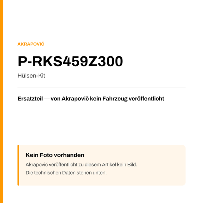 Akrapovic Hülsen-Kit P-RKS459Z300 — Platzhalter, kein Herstellerfoto verfügbar