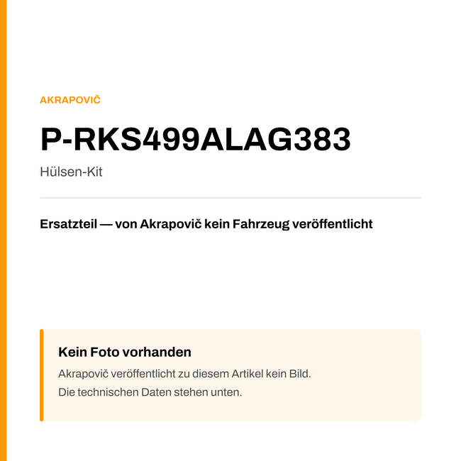 Akrapovic Hülsen-Kit P-RKS499ALAG383 — Platzhalter, kein Herstellerfoto verfügbar