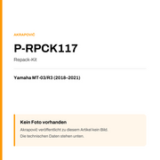 Akrapovic Repack-Kit Yamaha MT-03 / R3 (18-21) P-RPCK117 — Platzhalter, kein Herstellerfoto verfügbar