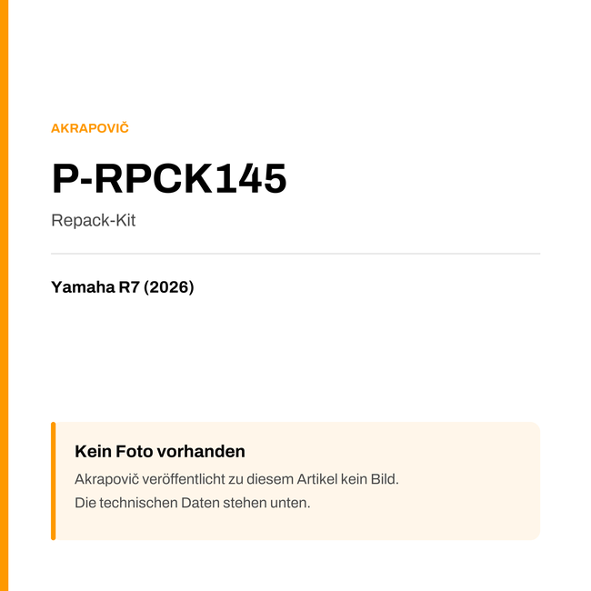 Akrapovic Repack-Kit Yamaha R7 (26-26) P-RPCK145 — Platzhalter, kein Herstellerfoto verfügbar