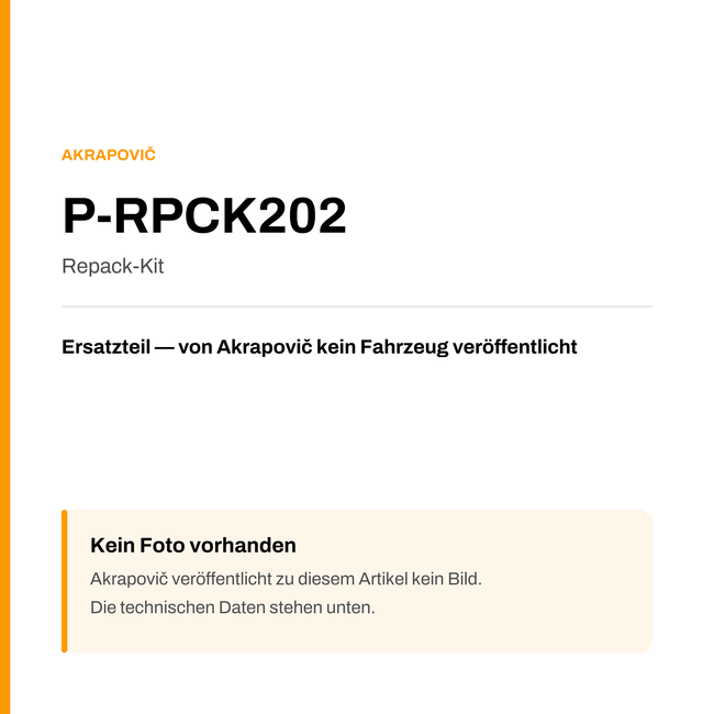 Akrapovic Repack-Kit P-RPCK202 — Platzhalter, kein Herstellerfoto verfügbar
