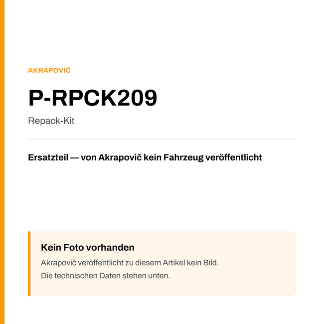 Akrapovic Repack-Kit P-RPCK209 — Platzhalter, kein Herstellerfoto verfügbar