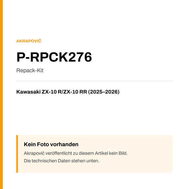 Akrapovic Repack-Kit Kawasaki ZX-10 R / ZX-10 RR (25-26) P-RPCK276 — Platzhalter, kein Herstellerfoto verfügbar