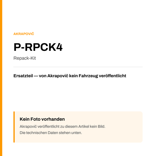 Akrapovic Repack-Kit P-RPCK4 — Platzhalter, kein Herstellerfoto verfügbar