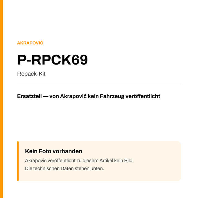 Akrapovic Repack-Kit P-RPCK69 — Platzhalter, kein Herstellerfoto verfügbar