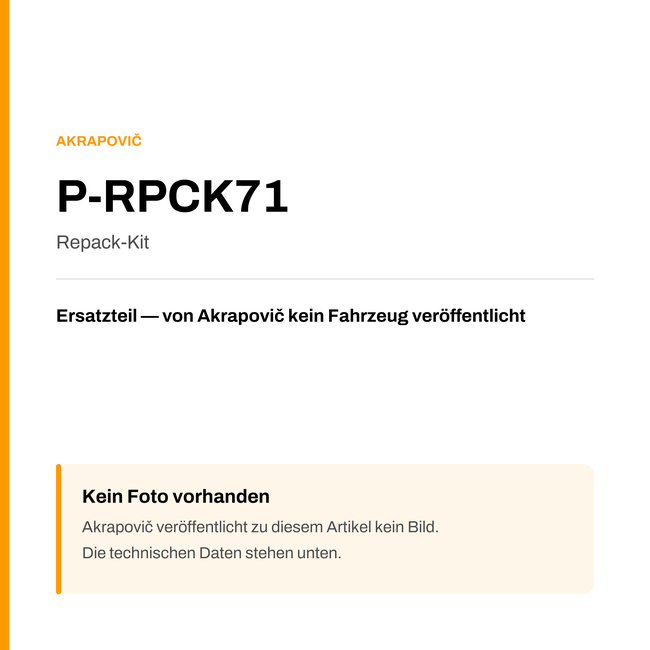 Akrapovic Repack-Kit P-RPCK71 — Platzhalter, kein Herstellerfoto verfügbar