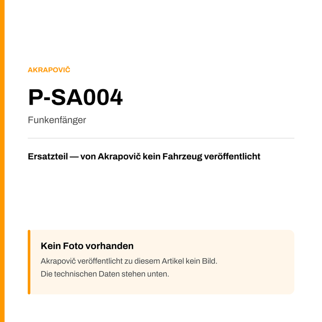 Akrapovic Funkenfänger P-SA004 — Platzhalter, kein Herstellerfoto verfügbar