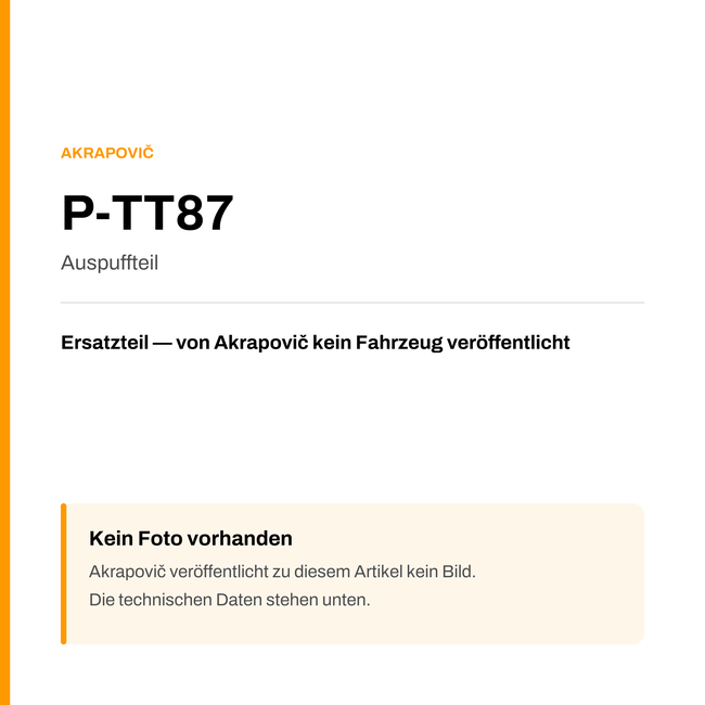 Akrapovic Auspuffteil P-TT87 — Platzhalter, kein Herstellerfoto verfügbar