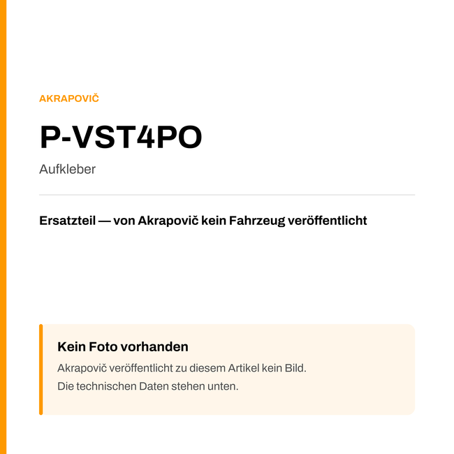 Akrapovic Aufkleber P-VST4PO — Platzhalter, kein Herstellerfoto verfügbar