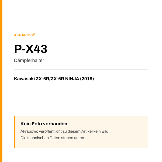 Akrapovic Dämpferhalter Kawasaki ZX-6R / ZX-6R NINJA (18-18) P-X43 — Platzhalter, kein Herstellerfoto verfügbar