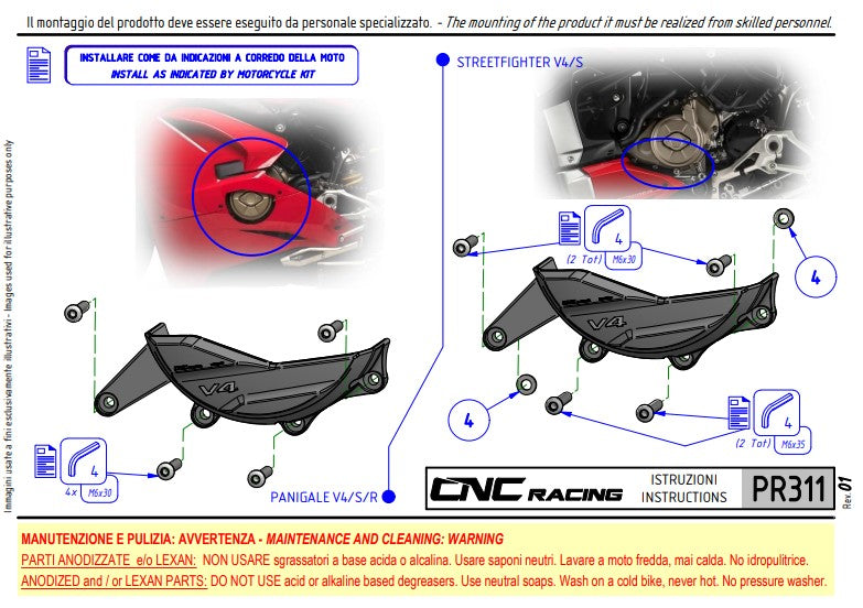 Protezione copertura alternatore in alluminio Pramac Racing Edizione Limitata CNC Racing Ducati Panigale V4/S (2025) PR311BPR 