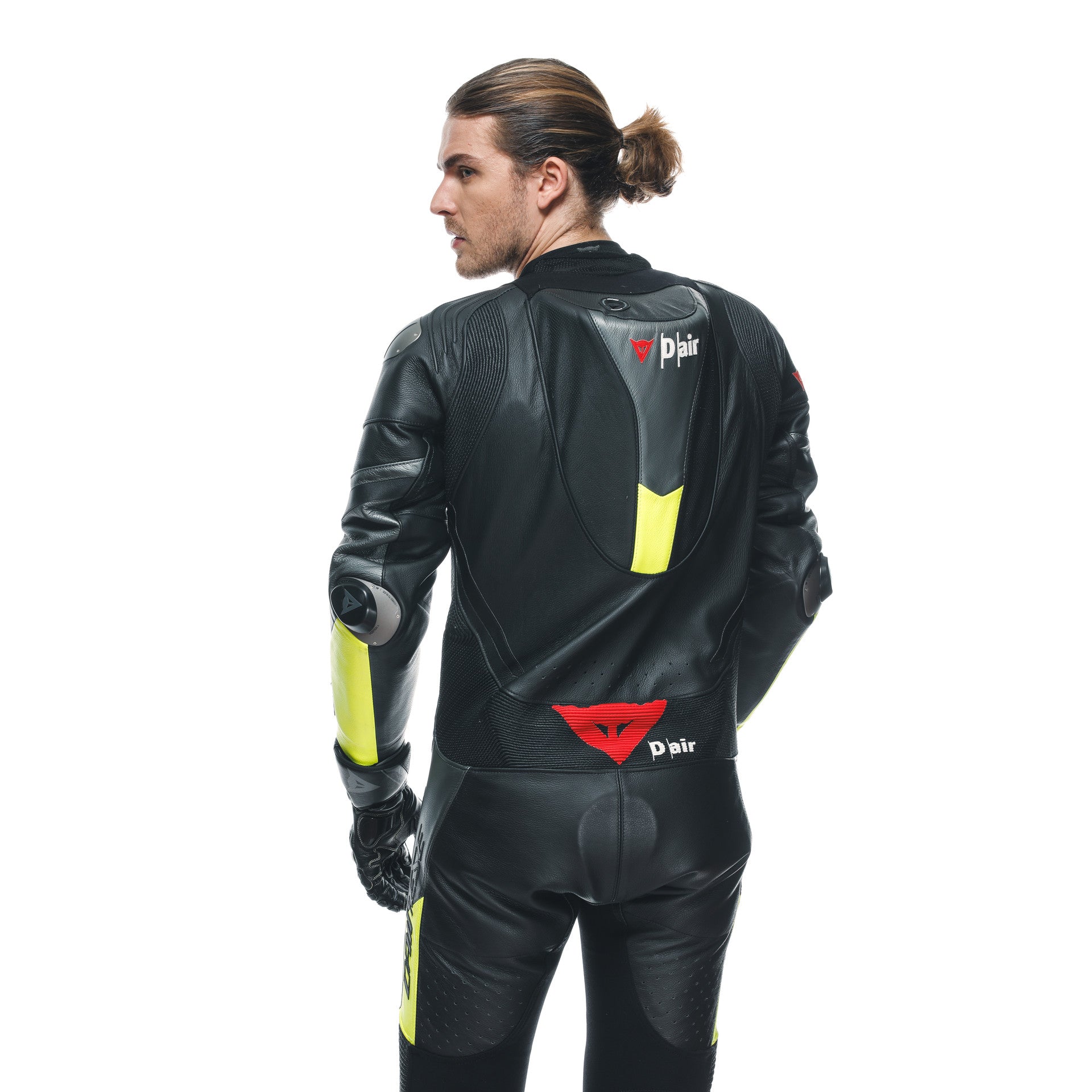 DAINESE MISANO 3 D-AIR® in pelle monopezzo Combinazione per airbag Perforata Airbag Suit | Uomini | Giallo nero/neon