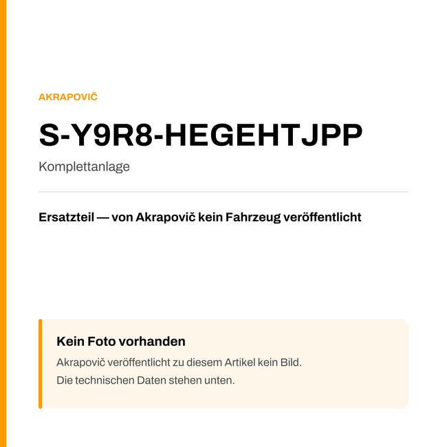 Akrapovic Komplettanlage S-Y9R8-HEGEHTJPP — Platzhalter, kein Herstellerfoto verfügbar