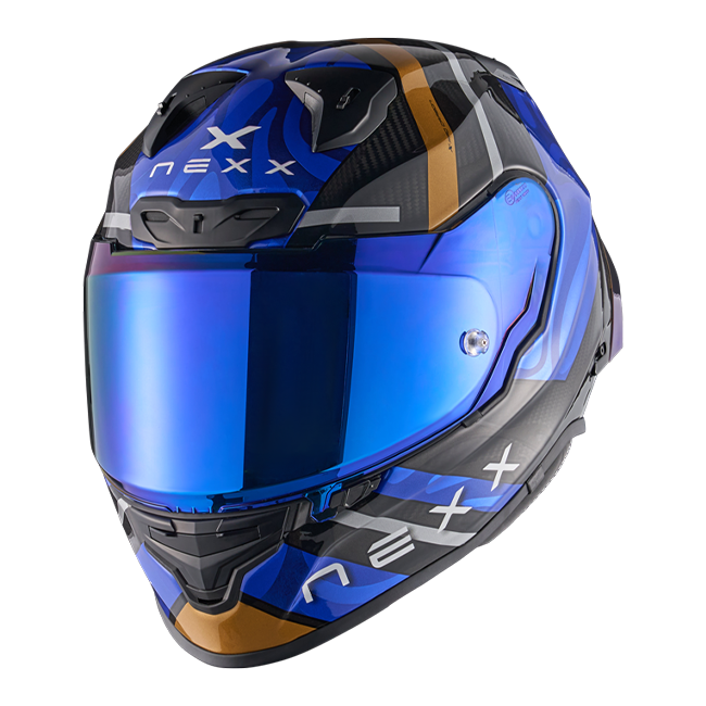 Nexx X.R3R Casco Swirl Carbon Blu profondo Oro 01XR323489126 