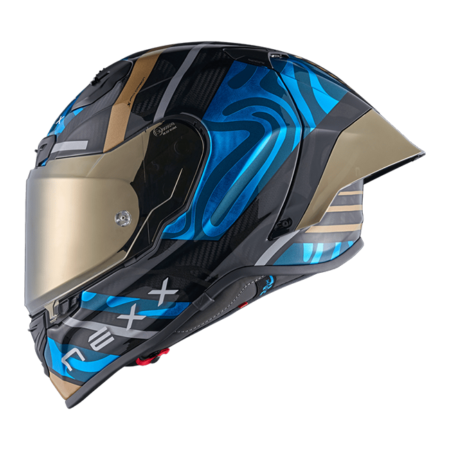 Nexx X.R3R Casco Swirl Carbono Azzurro Cielo Oro 01XR323489780 