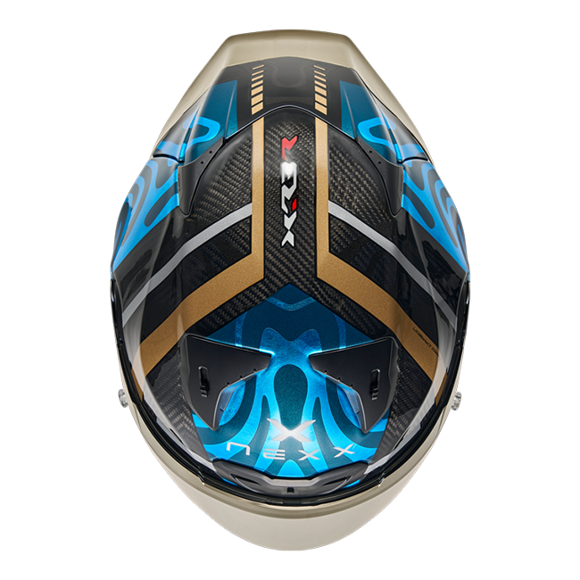 Nexx X.R3R casco Swirl Carbon Cielo Blu Oro 01XR323489780 