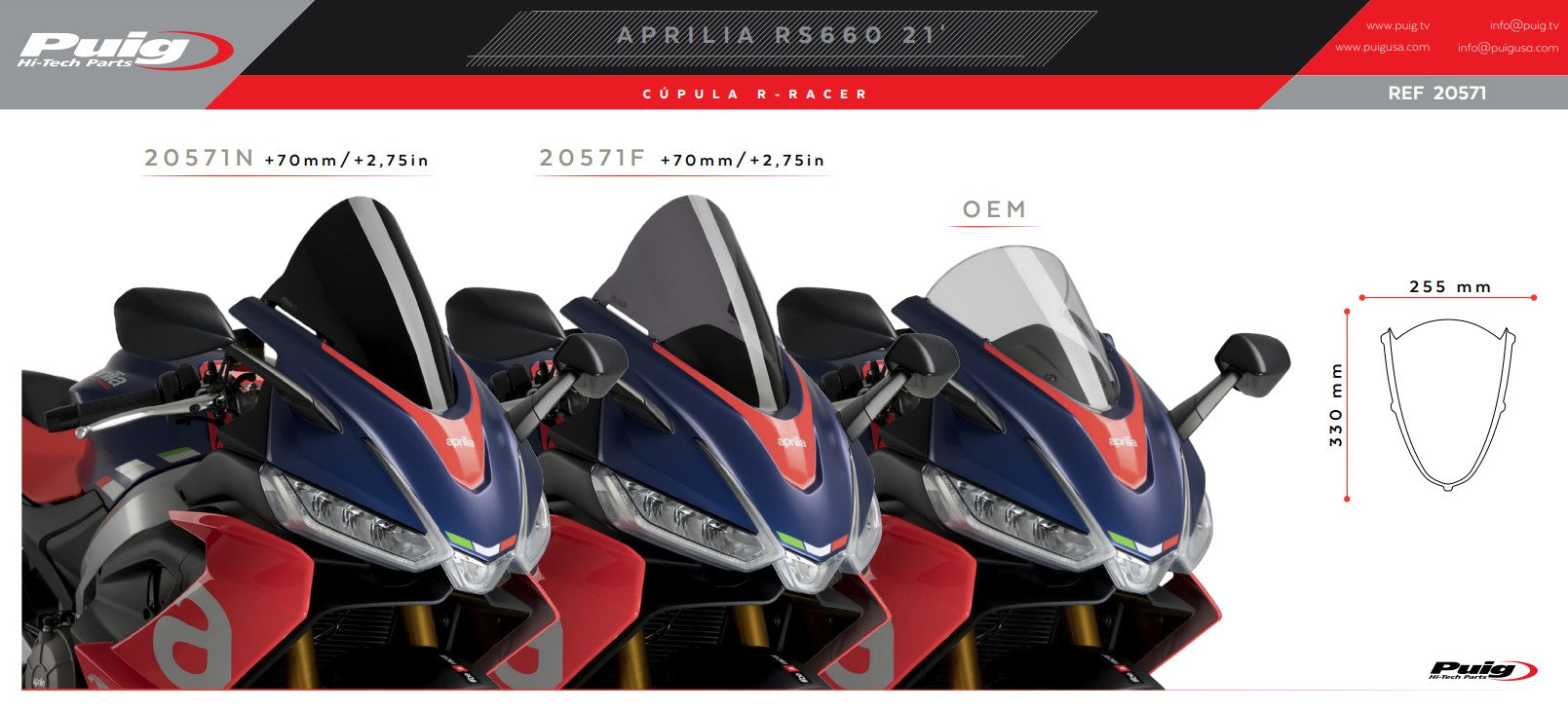 PUIG R-RACER TILTHSHIELL APRIIA RS 660 (20-25) 20571