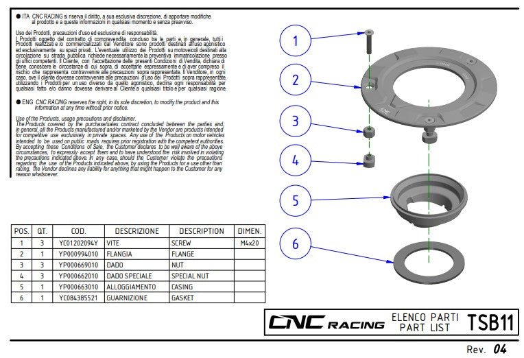 Tappo serbatoio CNC Racing Ducati Panigale V4/S (2025) TSB11 