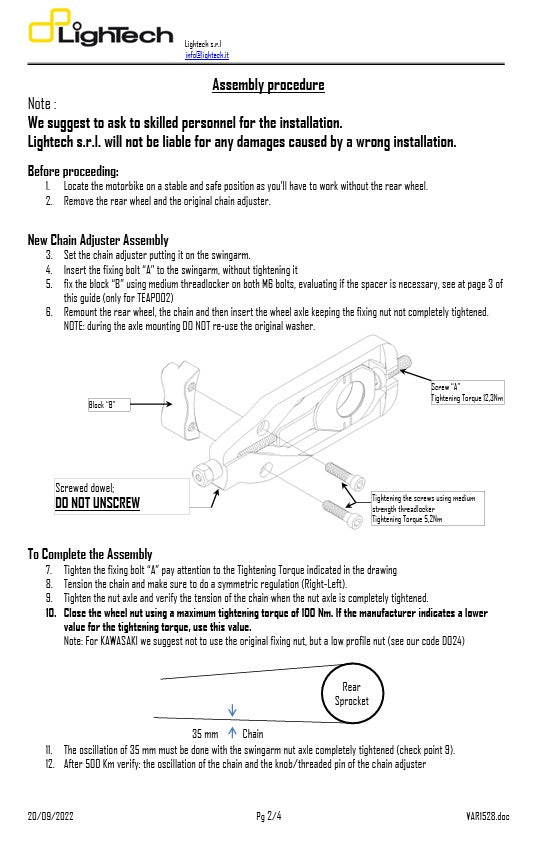 Tenditore a catena Lightch Yamaha YZF-R1/M RN65 (20-25) Teya005
