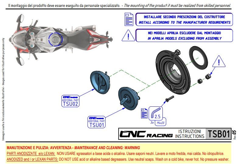 Tappo serbatoio con flangia in carbonio CNC Racing Ducati Panigale V4/S (2025) TSB01 
