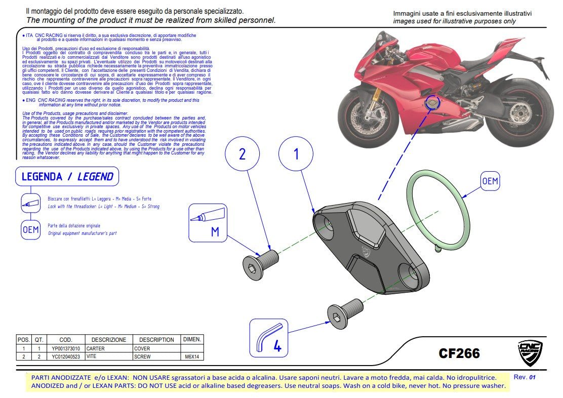 Coperchio di accensione / Coperchio di ispezione del timing Troy Bayliss Limited Edition CNC Racing Ducati Panigale V4/S (2025) CF266TB 