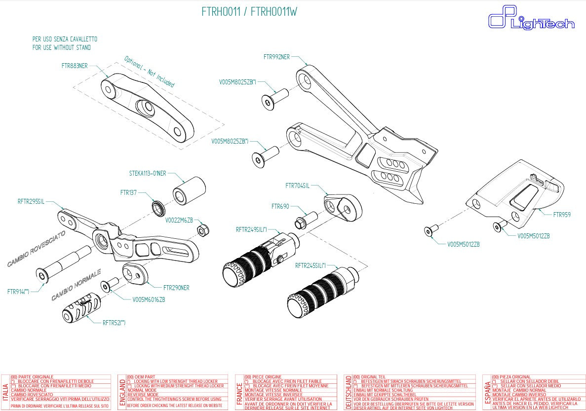 Sistema poggiapiedi Lucechech Honda CBR 1000 RR-R SC82 (20-25) FTRHO011/W