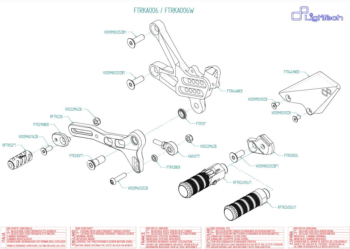Impianto di freni LighTech Kawasaki ZX-10 R/RR (16-20) FTRKA006/W 